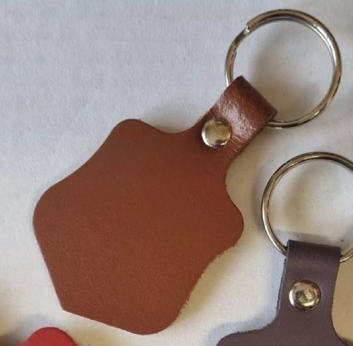 Leather Key Fob / Key Ring - Shield - Various Colours - Qty Options (Brown, 5)